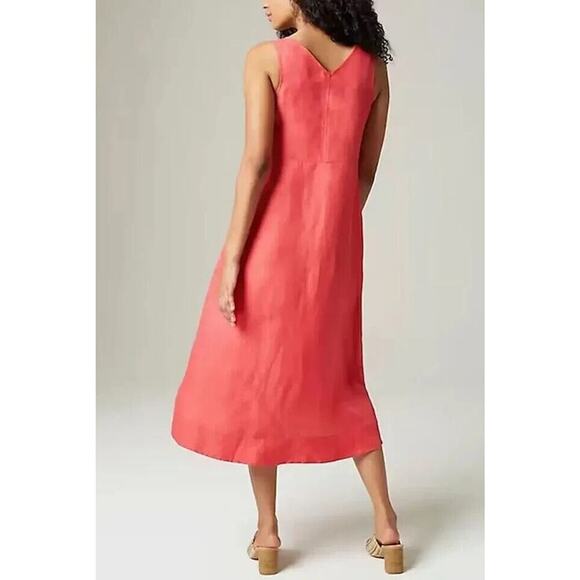 J. Jill Elliptical-Hem A Line Linen Blend Midi Dress Strawberry XLP 16/18 $119 - Picture 2 of 11